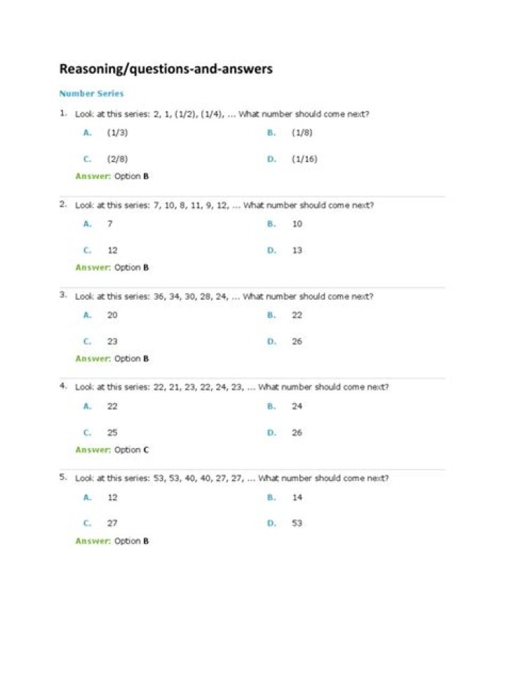 Maths Reasoning Questions and Answers PDF with Solutions