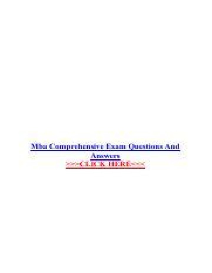 MBA Comprehensive Exam Questions & Answers PDF: Master Your Exam Success