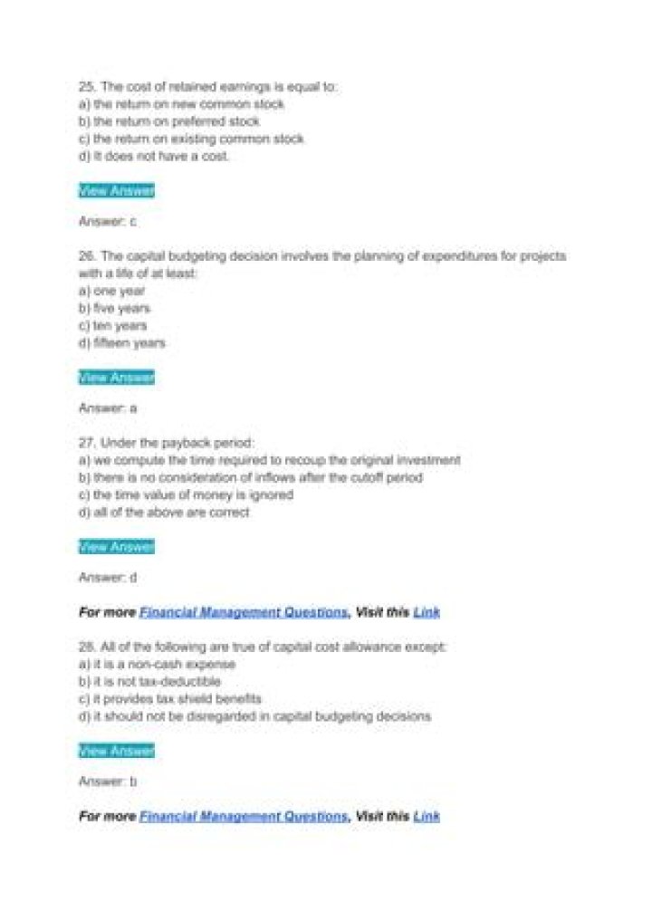 MBA Financial Management Questions & Answers PDF: Master Exam-Ready Content