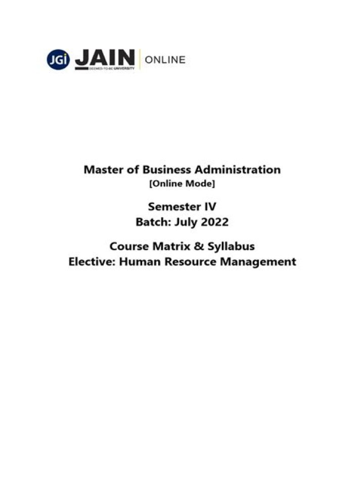 Comprehensive MBA HR Management Syllabus PDF – Download Full Curriculum