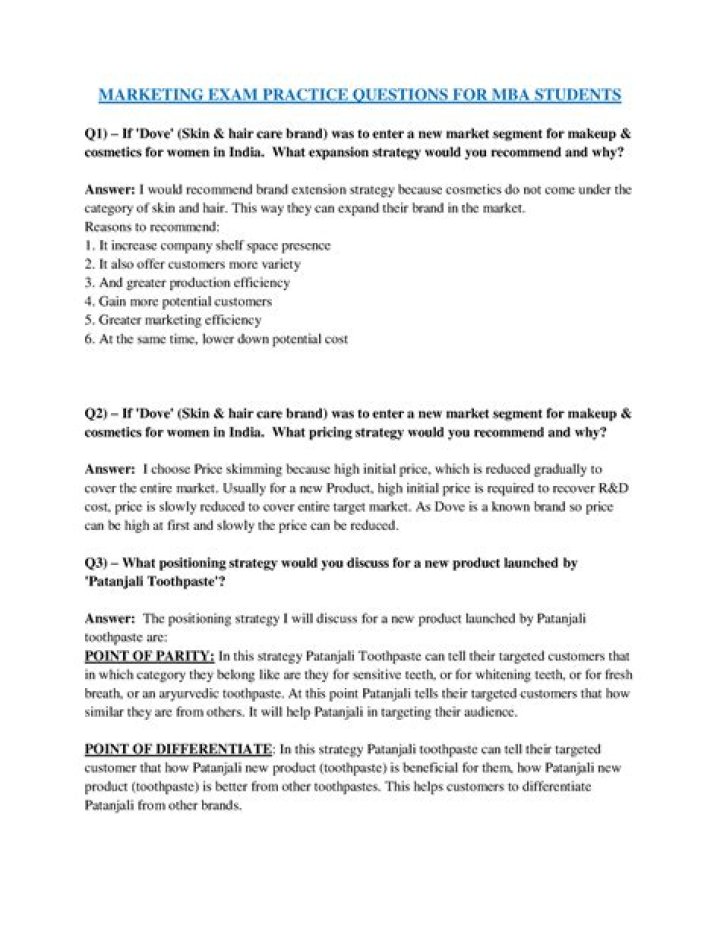 MBA Marketing Exam Questions & Answers PDF – Instant Study Guide