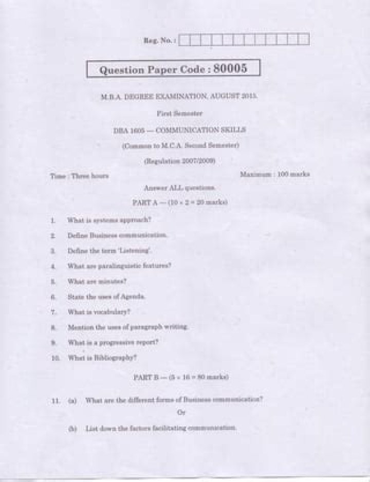 Free MBA Question Papers PDF Download Now