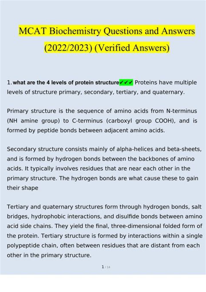 Free MCAT Biochemistry Questions PDF: Practice & Prep