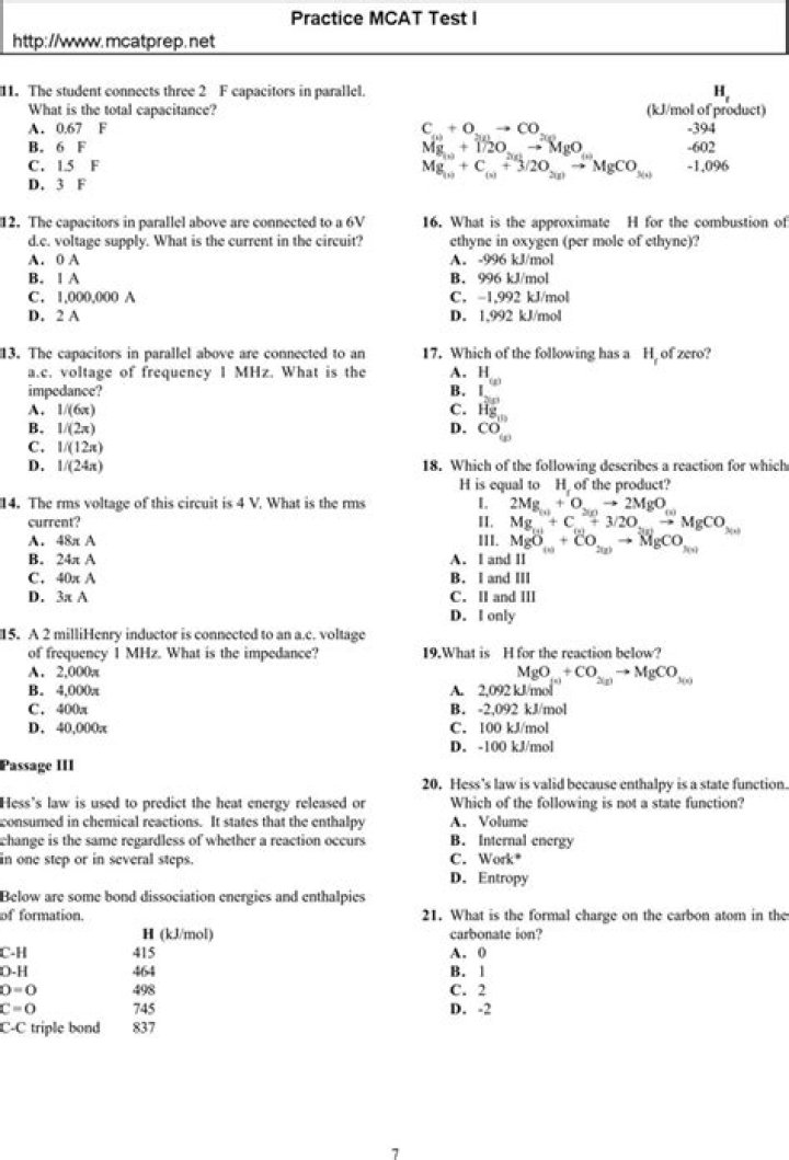 Free MCAT Sample Questions PDF – Practice Tests & Answers