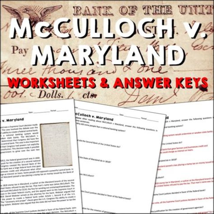 McCulloch v Maryland Worksheet PDF: Student Study Guide & Analysis