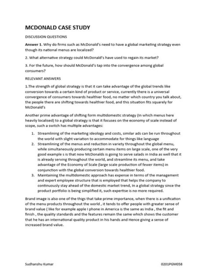 McDonald's Case Study: Strategic Management PDF Analysis & Insights