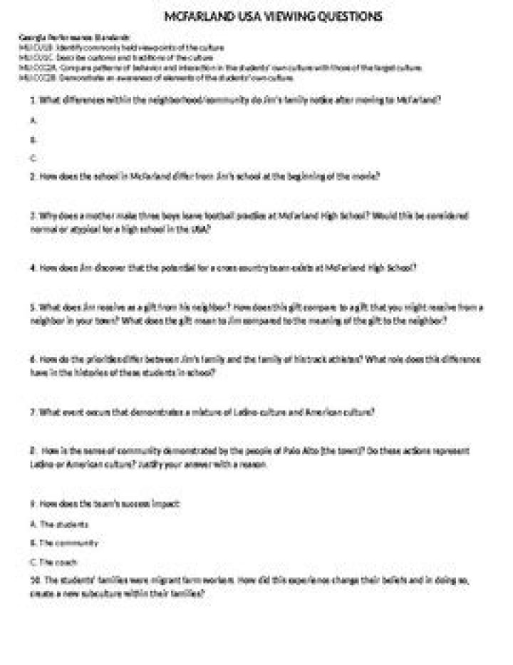 McFarland USA Questions PDF: Official Answers & Insights