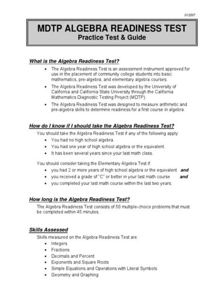 MDT-PT Algebra Readiness Test PDF – Practice & Prepare Now