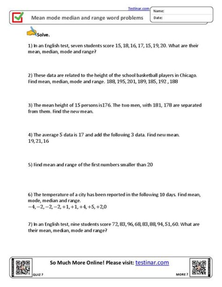 Solve Mean, Median, and Mode Problems with Step-by-Step Answers PDF