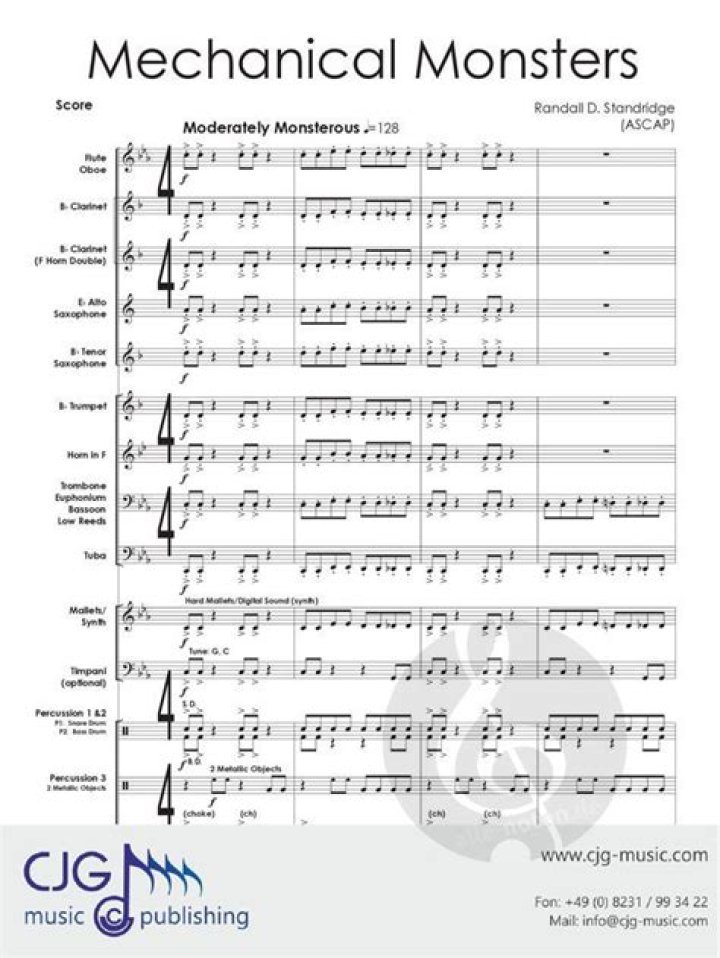 Mechanical Monsters Sheet Music PDF – Download Instant Band Scores