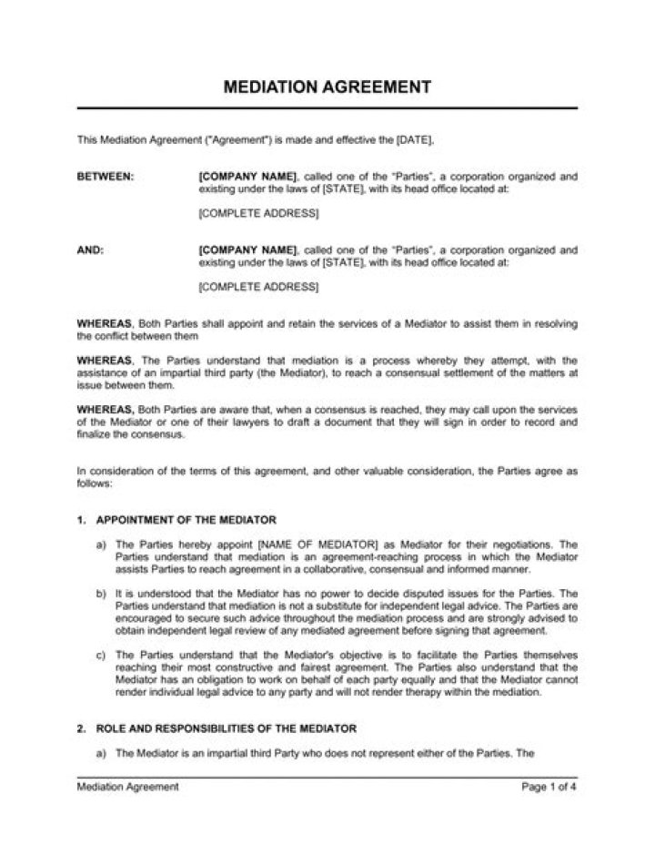 Mediation Plan Sample PDF: Free Downloadable Template