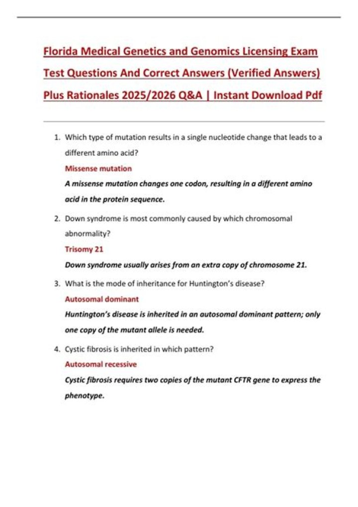 Medical Genetics Questions & Answers: Expert PDF Guide