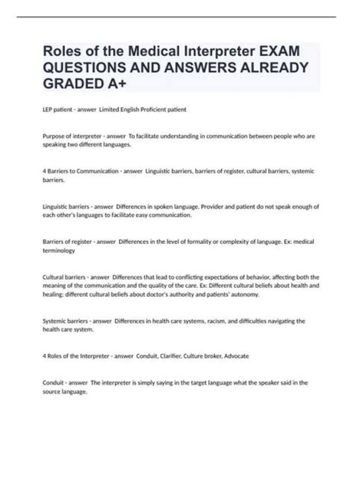 Medical Interpreter Interview Questions and Answers PDF