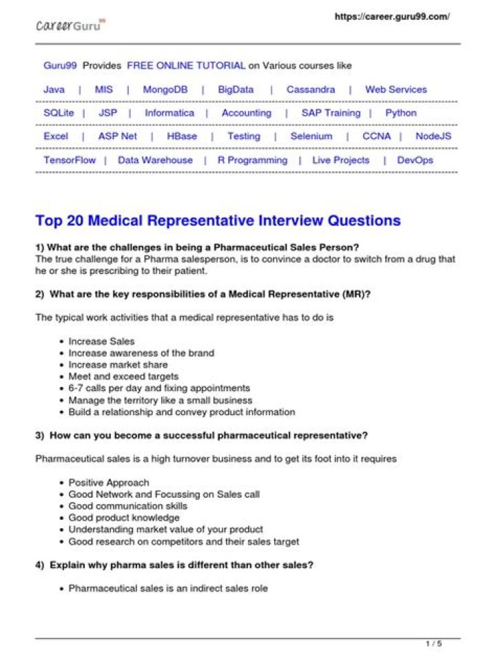 Medical Representative Interview Questions PDF – Essential Prep Guide