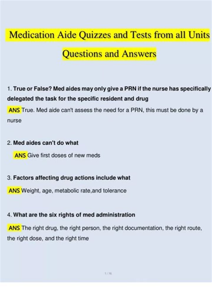 Free Medication Aide Practice Test Questions & Answers PDF