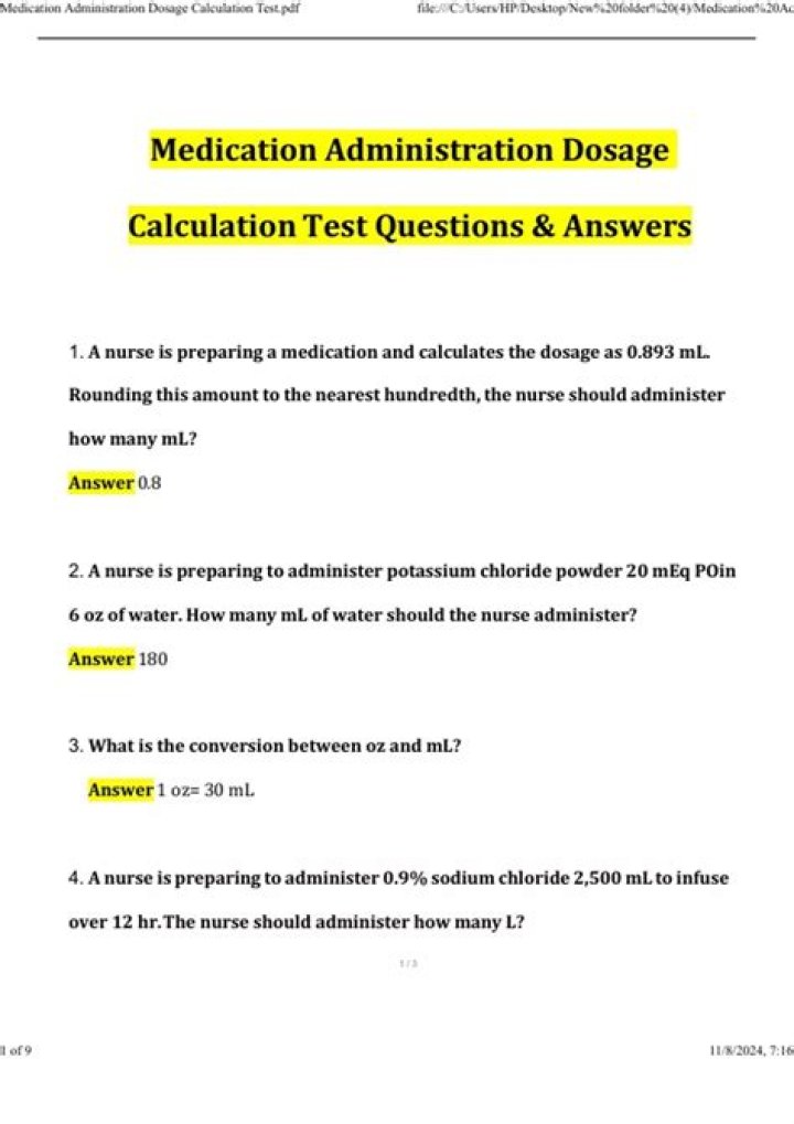 Medication Assessment Questions and Answers PDF Guide