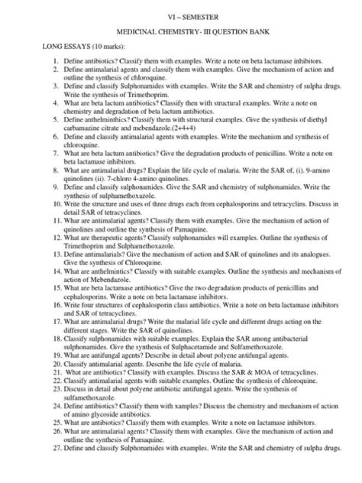 Medicinal Chemistry Question Bank PDF: Expert Practice Questions & Answers