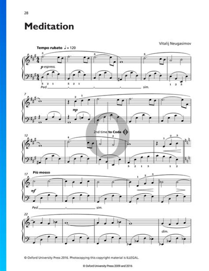 Free Meditation Piano Sheet Music PDF Download