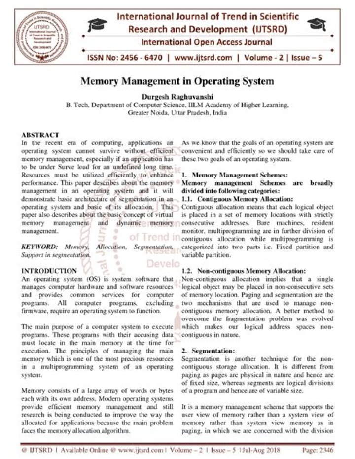 Memory Management in Operating Systems: Essential PDF Guide