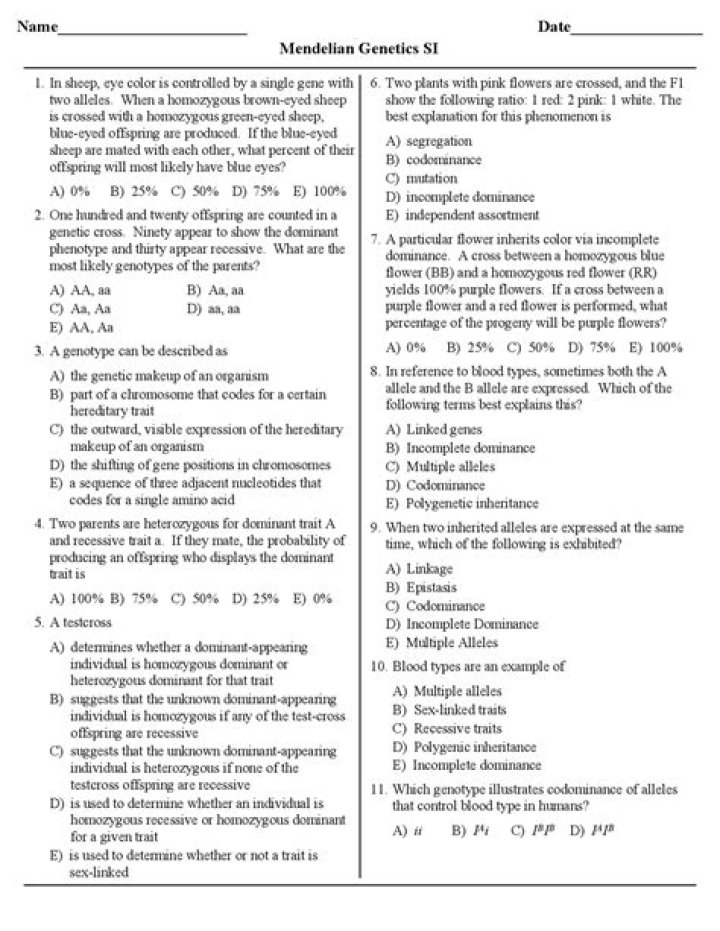 Mendelian Genetics Problems with Answers PDF for Easy Learning