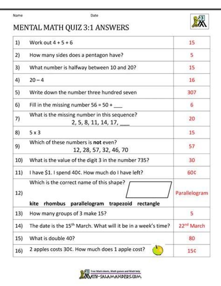 Mental Maths for Class 3 with Answers PDF – Instant Practice & Solutions