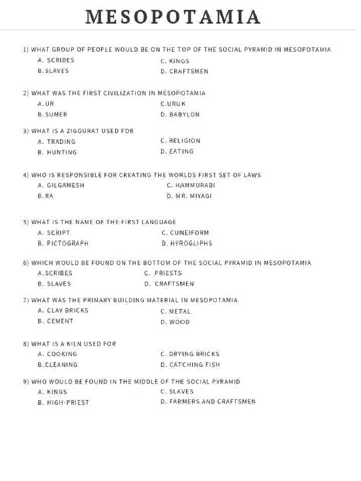Mesopotamia Test PDF: Explore Ancient History Through Exam Materials
