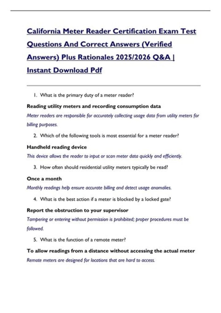 Meter Reader Test Questions & Answers PDF – Perfect for Exam Prep