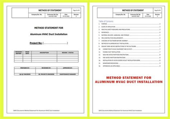 Method Statement for Duct Light Test PDF – Safe & Accurate Duct Inspection Guide