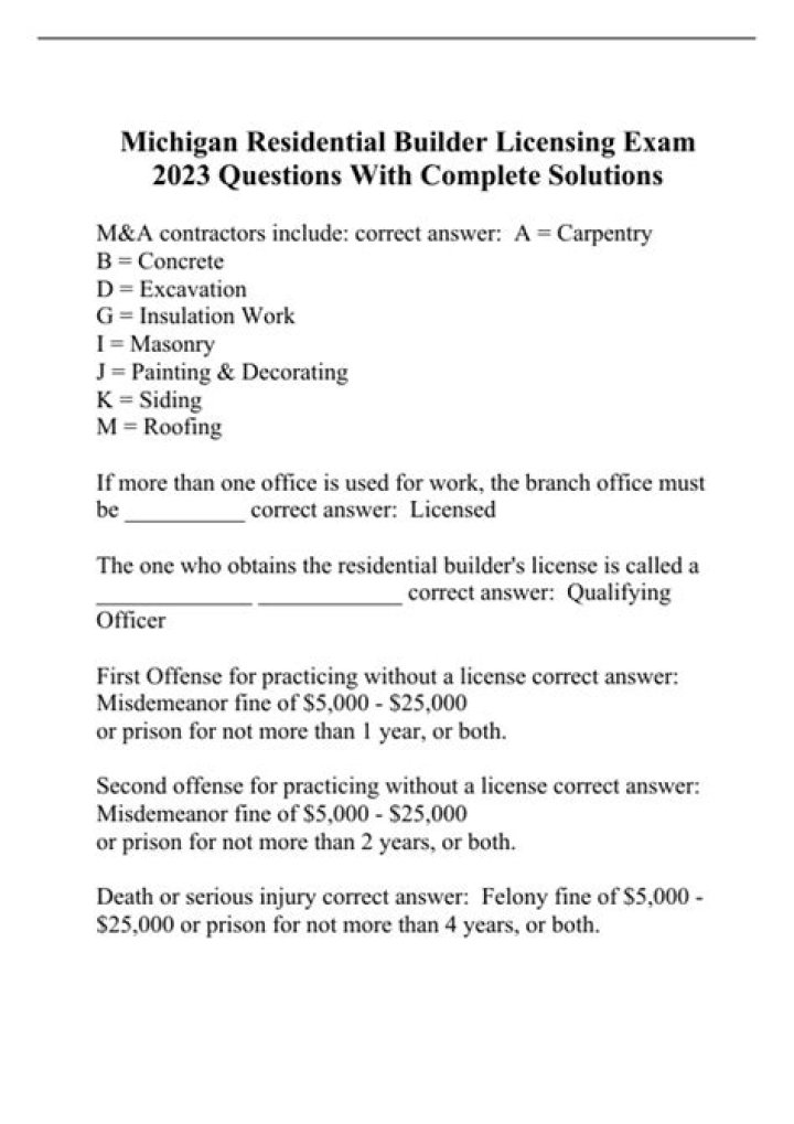 Michigan Builders License Test Questions PDF – Official Practice Guide