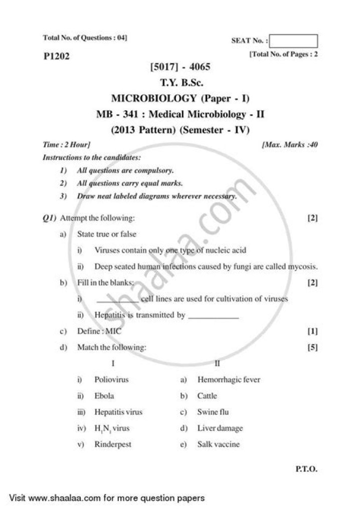 Download Free Microbiology Question Paper PDF for Exam Prep