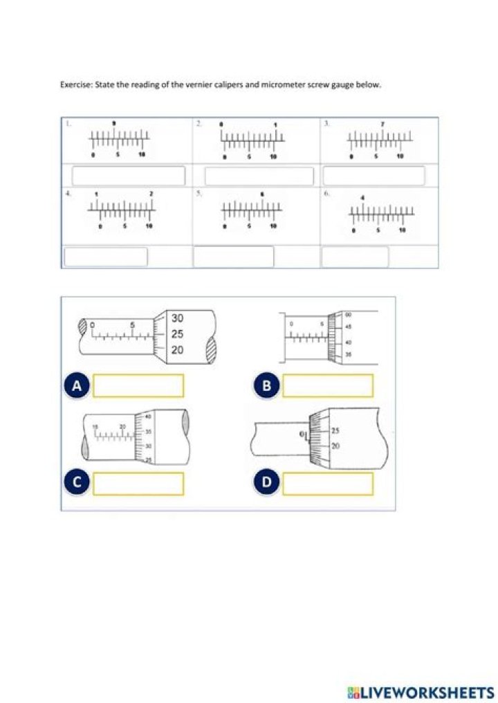 Micrometer Screw Gauge Reading Exercises with Answers PDF – Practice & Test Your Skills