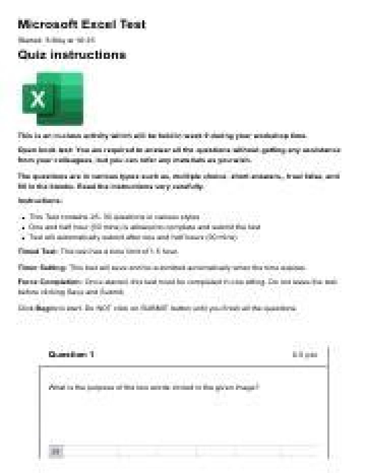 Microsoft Excel Test PDF Download: Practice & Improve Your Skills