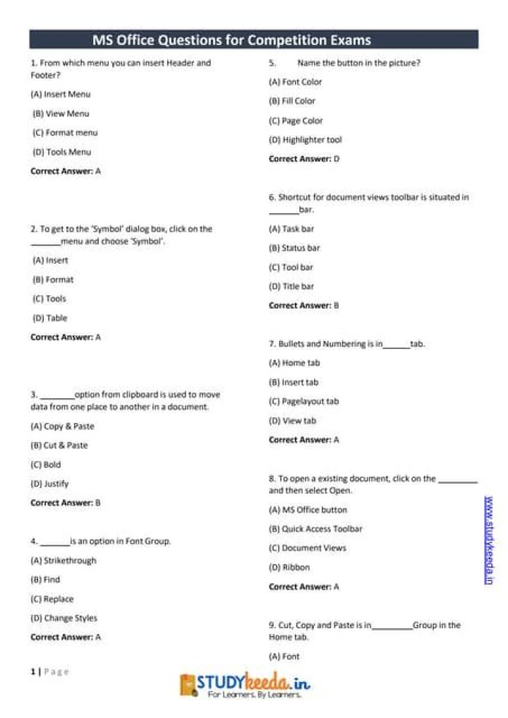 Microsoft Office Questions & Answers PDF – Expert Solutions