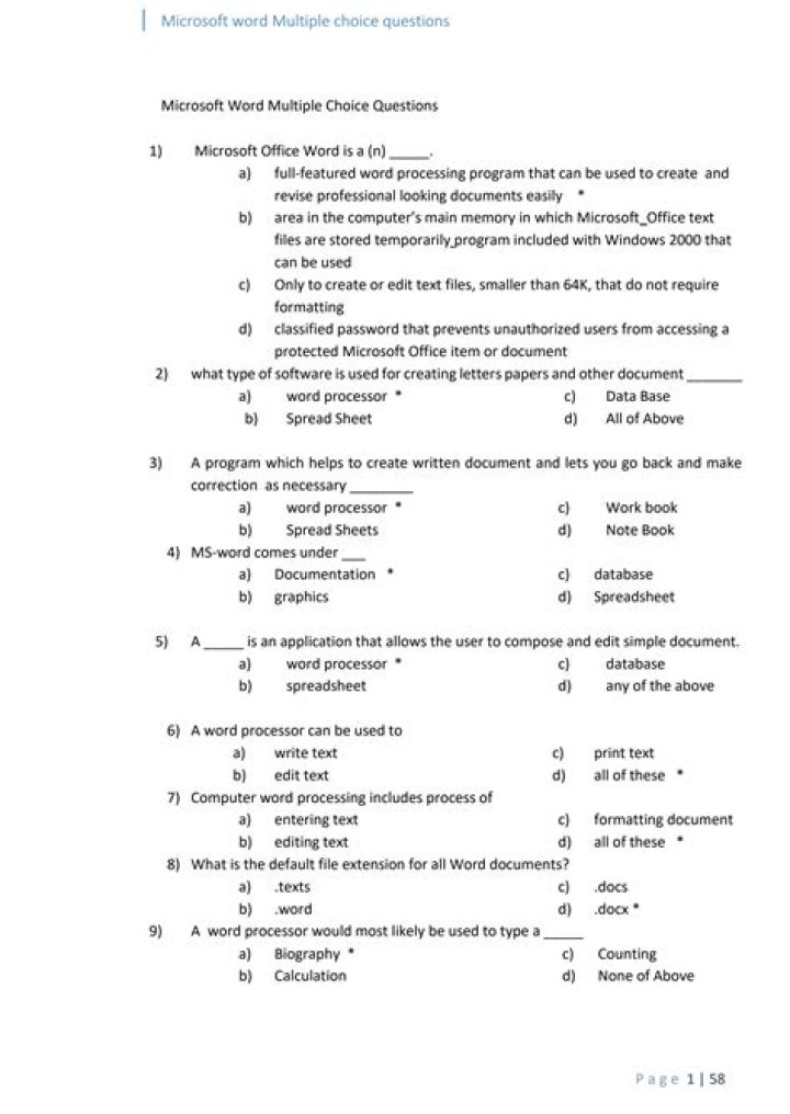 Microsoft Word Exam Questions & Answers PDF: Master Practice Tests
