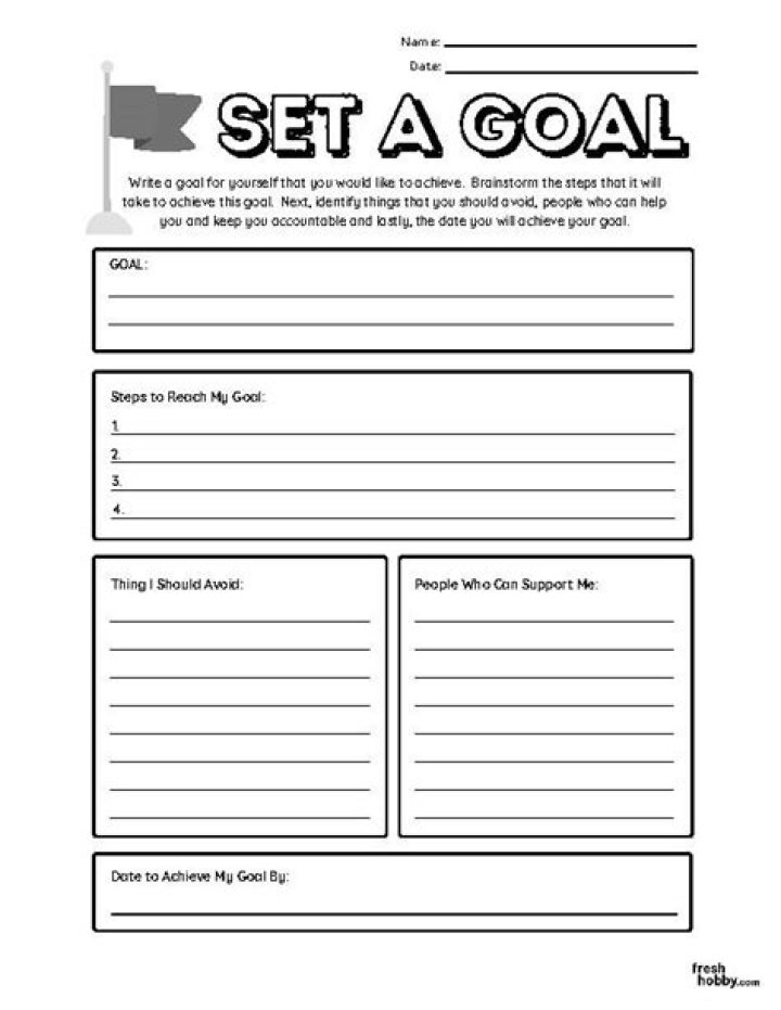 Middle School Goal Setting Worksheet PDF – Student Goal Tracker