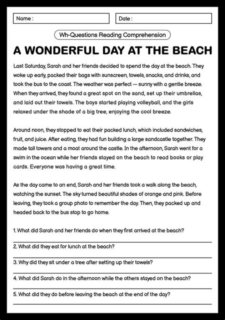 Middle School Reading Passages with Questions PDF for Teachers