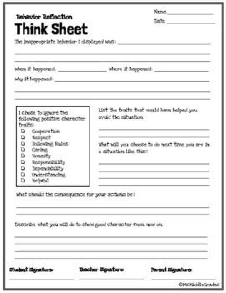 Middle School Think Sheet PDF for Math & Science