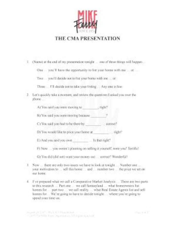 Mike Ferry’s Ferry Listing Presentation: PDF Download