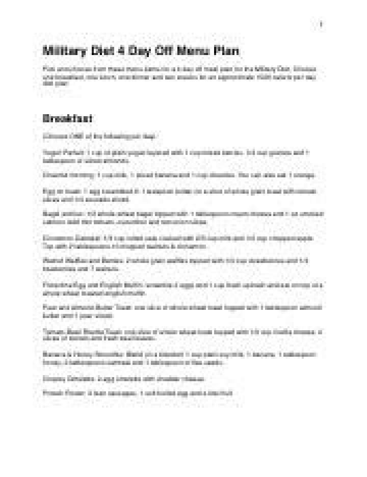 4-Day Military Diet Off Plan PDF for Optimal Fuel