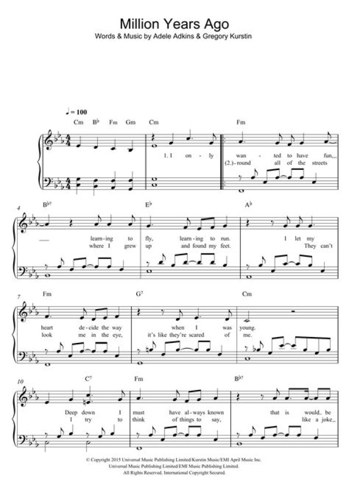 Million Years Ago Sheet Music PDF – Ancient Melodies for Eternity