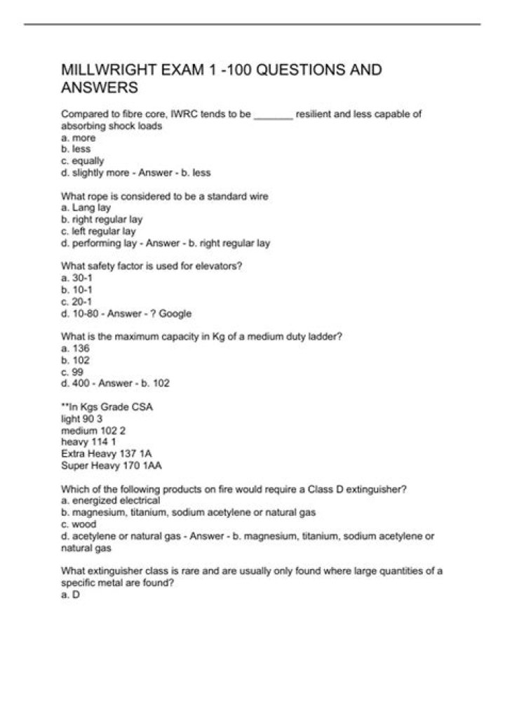 Millwright Questions and Answers PDF: Expert Guidance on Machinery & Repairs