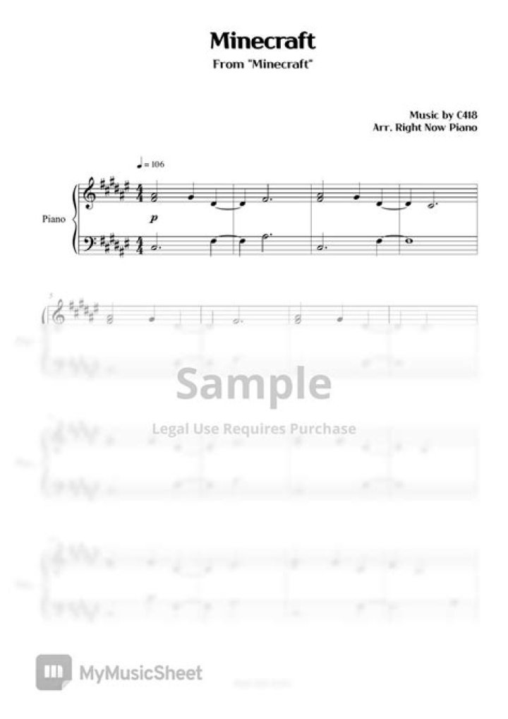 Minecraft Piano Sheet Music PDF: Free Download