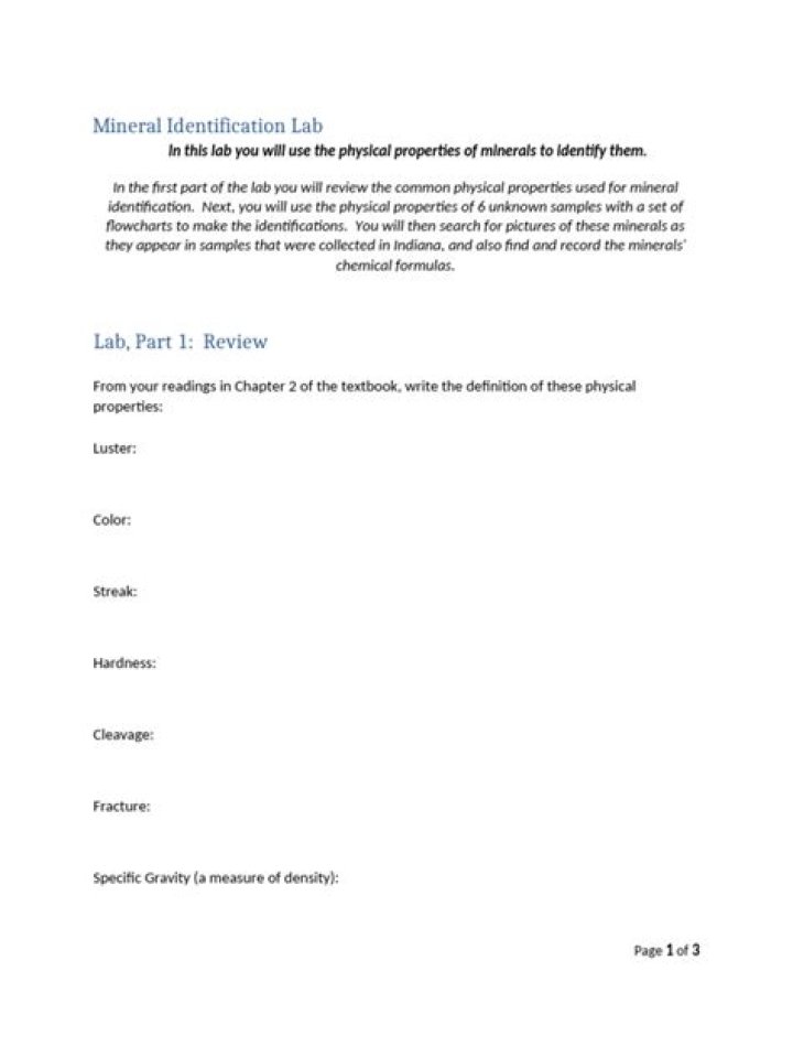 Mineral Identification Lab Answer Key PDF – Accurate Results
