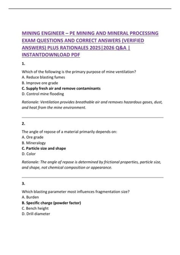 Mineral Processing Questions and Answers PDF: Expert Guide