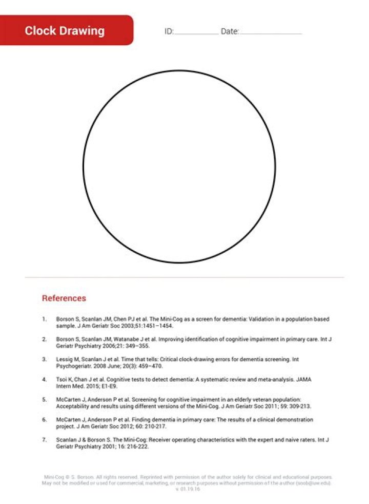 Mini Cog Clock Drawing Test PDF – Quick Visual Assessment for Time-Telling Skills