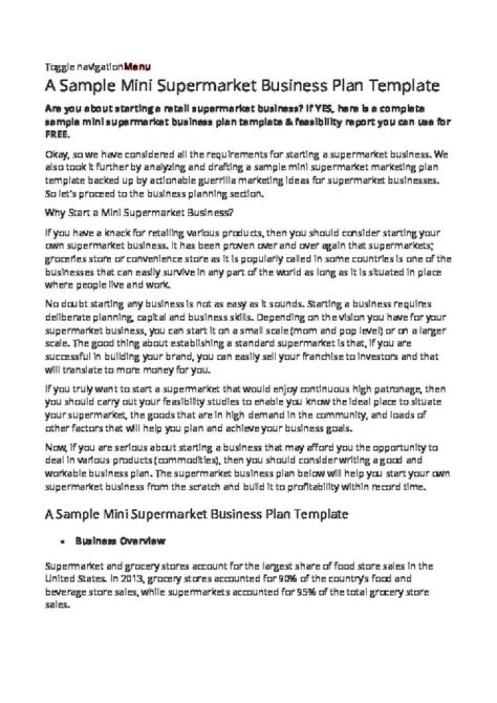 Mini Supermarket Business Plan PDF: Step-by-Step Guide to Launching Your Store