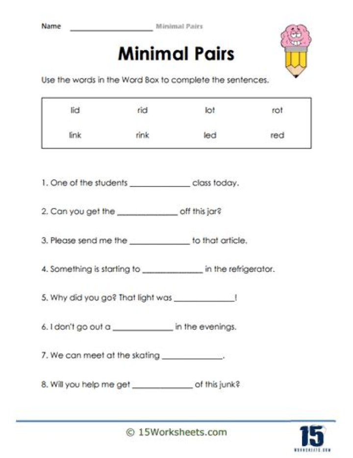 Minimal Pairs Exercises with Answers PDF for Clear Speech Practice