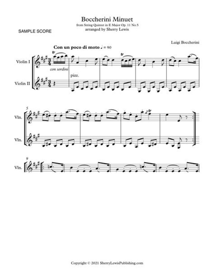 Minuet in G Minor by Boccherini – Violin Sheet Music PDF Download