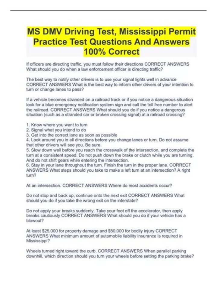 Mississippi Driving Test Book PDF: Full Study Guide & Practice Questions