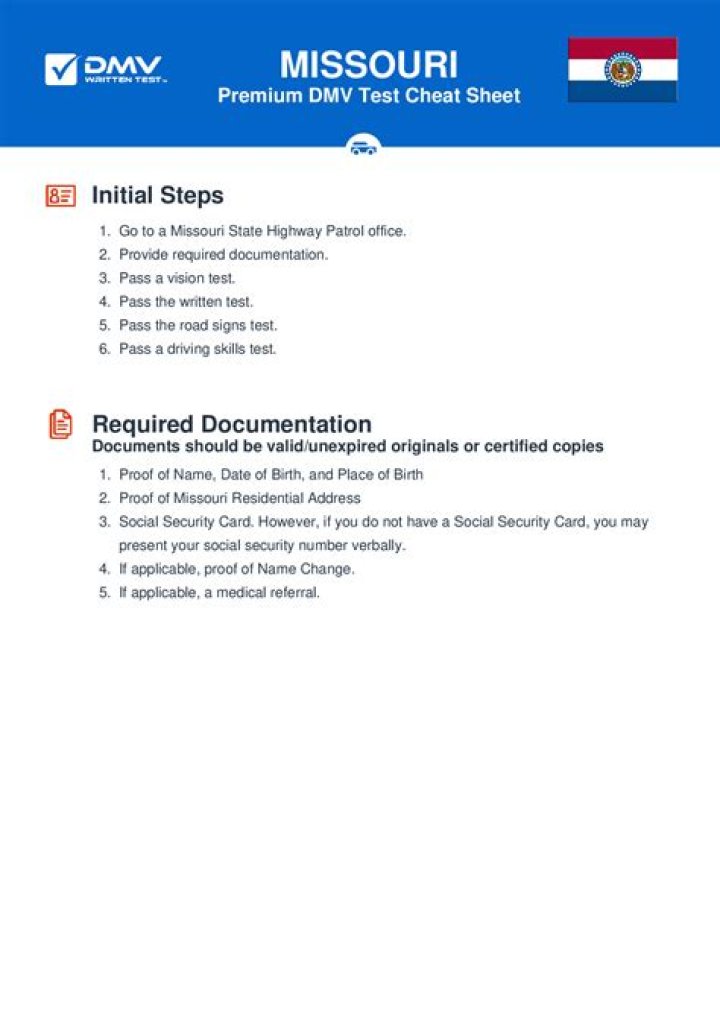 Missouri DMV Cheat Sheet PDF: Essential Tips & Quick Reference